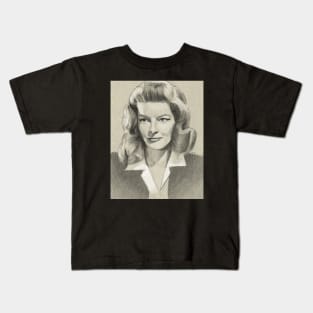 Katharine Hepburn Portrait Drawing Kids T-Shirt